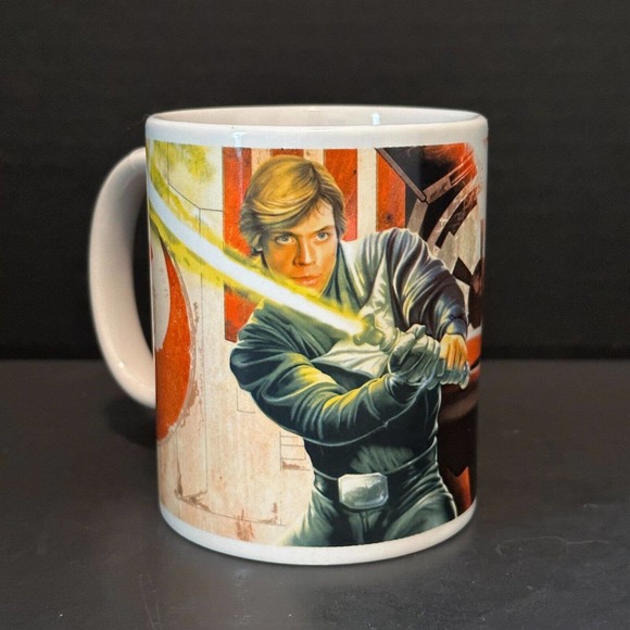 Lucas Film Ltd 2011 Darth Vader &Luke Skywalker Star Wars Mug/Cup Repaired *READ - Picture 13 of 13
